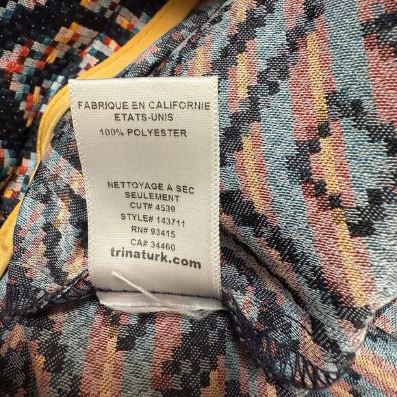 Trina Turk Shorts Sz 0 Corbin Flat Front Navy Jacquard Embroidered Colorful - Picture 9 of 11